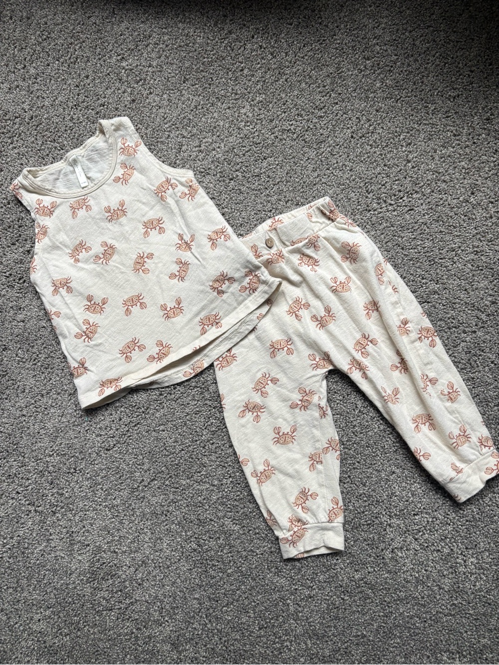 RYLEE AND CRU - Two-Piece Beige and Rust Crab Baby Set 🦀